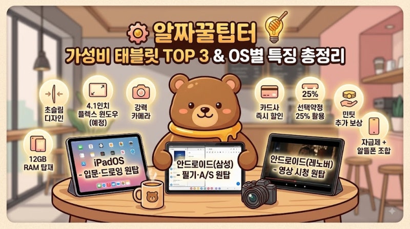 2026 가성비 태블릿 PC TOP 3 추천: iPadOS vs 안드로이드 운영체제 차이점 완벽 정리!