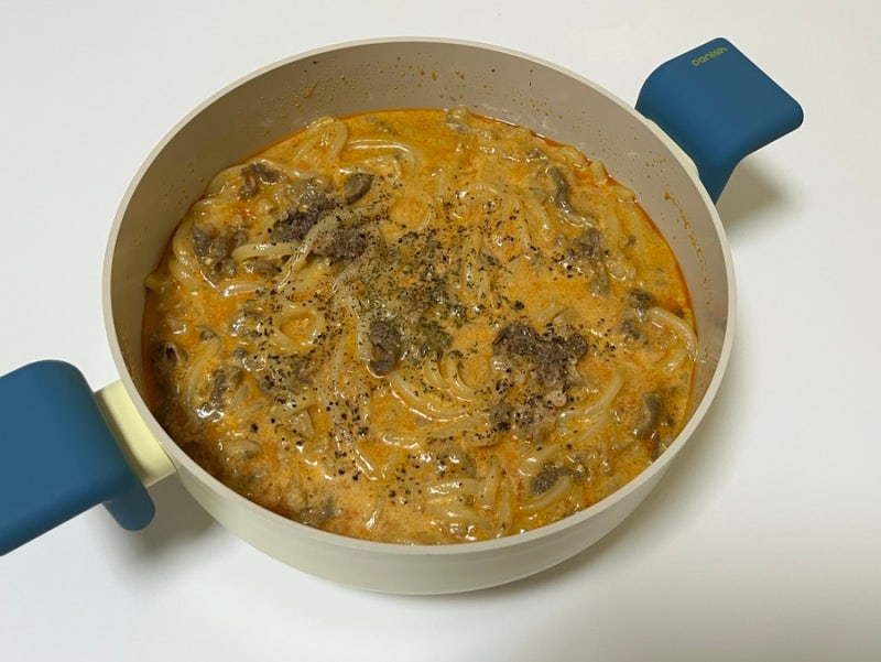 다이소 마라소스로 만드는 우삼겹 마라크림 우동 레시피