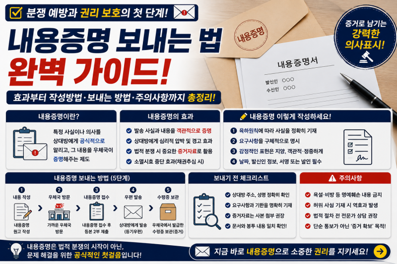내용증명 보내는 법 총정리｜작성방법·우체국 발송·법적 효력까지 한 번에