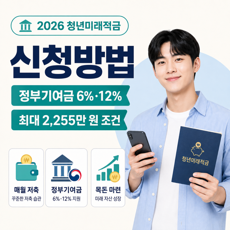 2026 청년미래적금 신청방법｜정부기여금 6%·12%, 최대 2,255만 원 조건