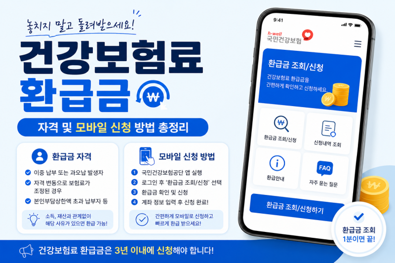 [2026년 최신]8~9월 필수 체크! 건강보험료 환급금 자격 및 모바일 신청
