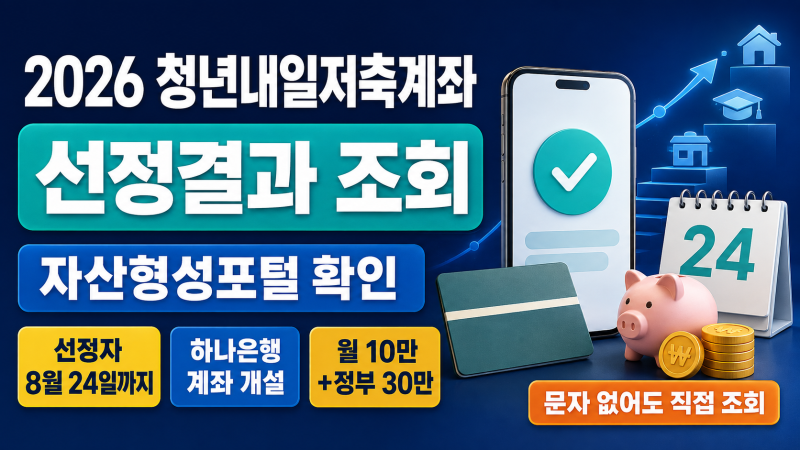 2026 청년내일저축계좌 선정결과 조회｜문자 못 받았다면 자산형성포털 확인
