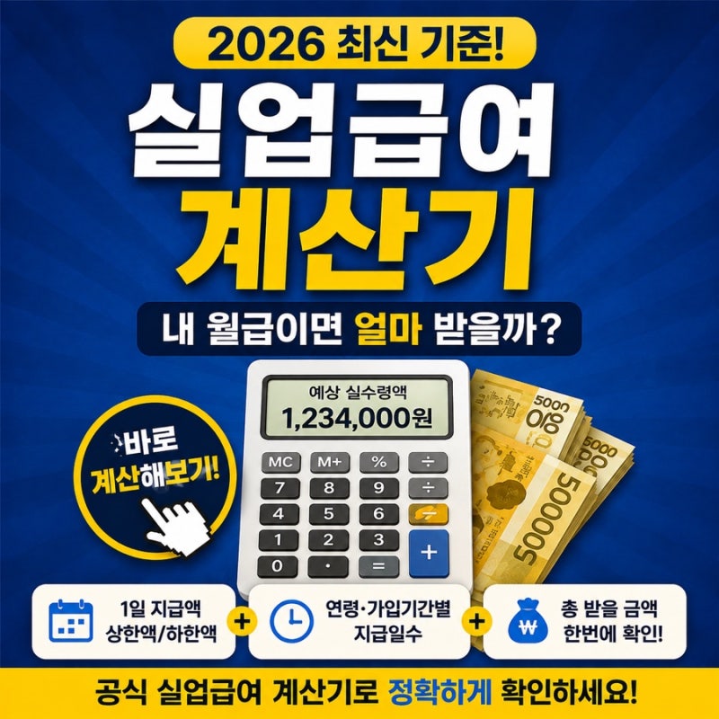 2026 실업급여 계산방법｜내 월급이면 얼마 받을까? 1일 지급액부터 총액까지