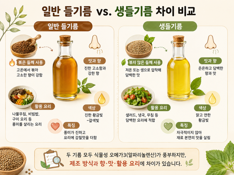 들기름효능, 생들기름효능 차이와 올바른 먹는법 및 보관법