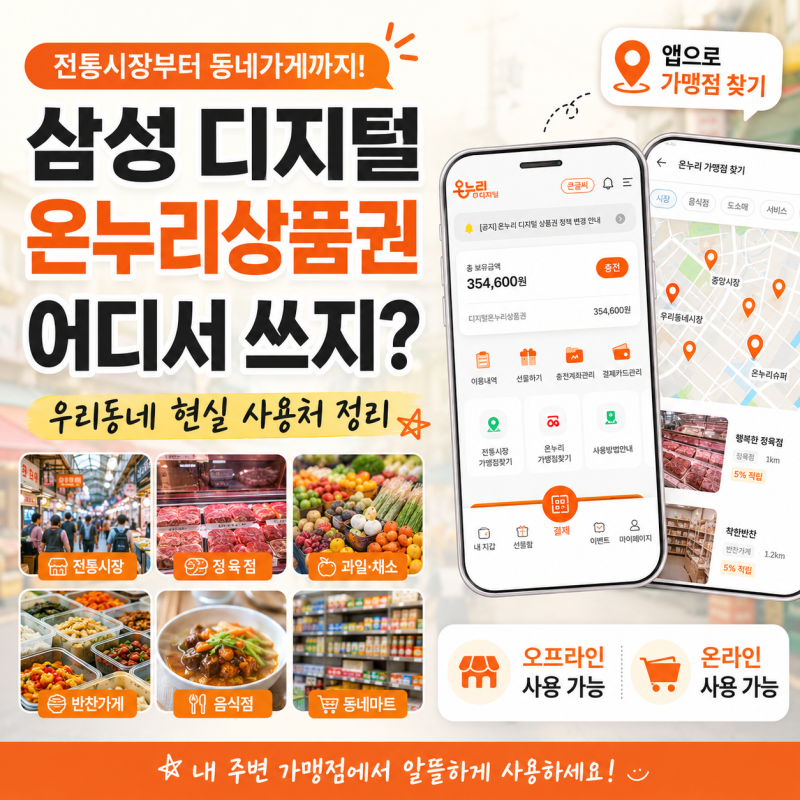 삼성 디지털 온누리상품권 어디서 쓰지? 우리동네는...현실 사용처 정리