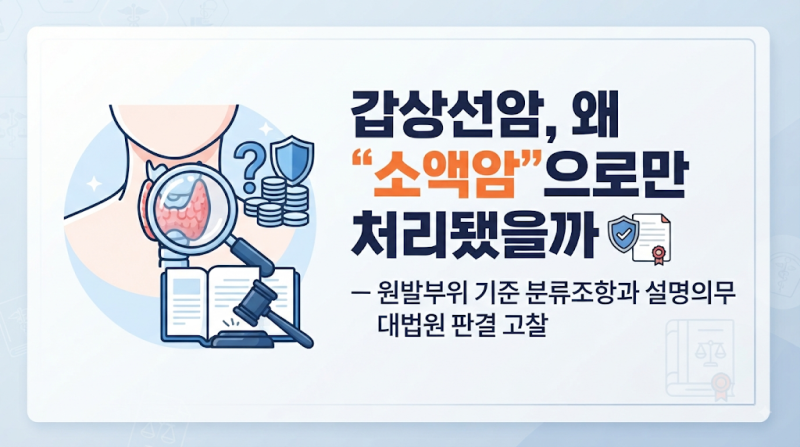 갑상선암, 왜 "소액암"으로만 처리됐을까 — 원발부위 기준 분류조항과 설명의무 대법원 판....