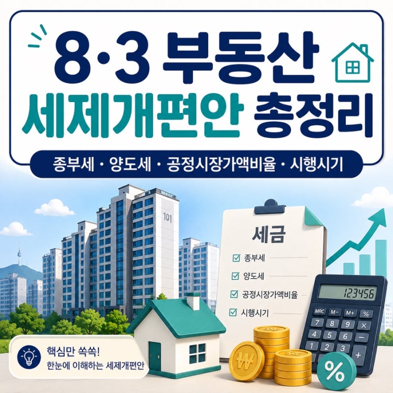 8·3 부동산 세제개편안 총정리 | 종부세·양도세·공정시장가액비율·시행시기