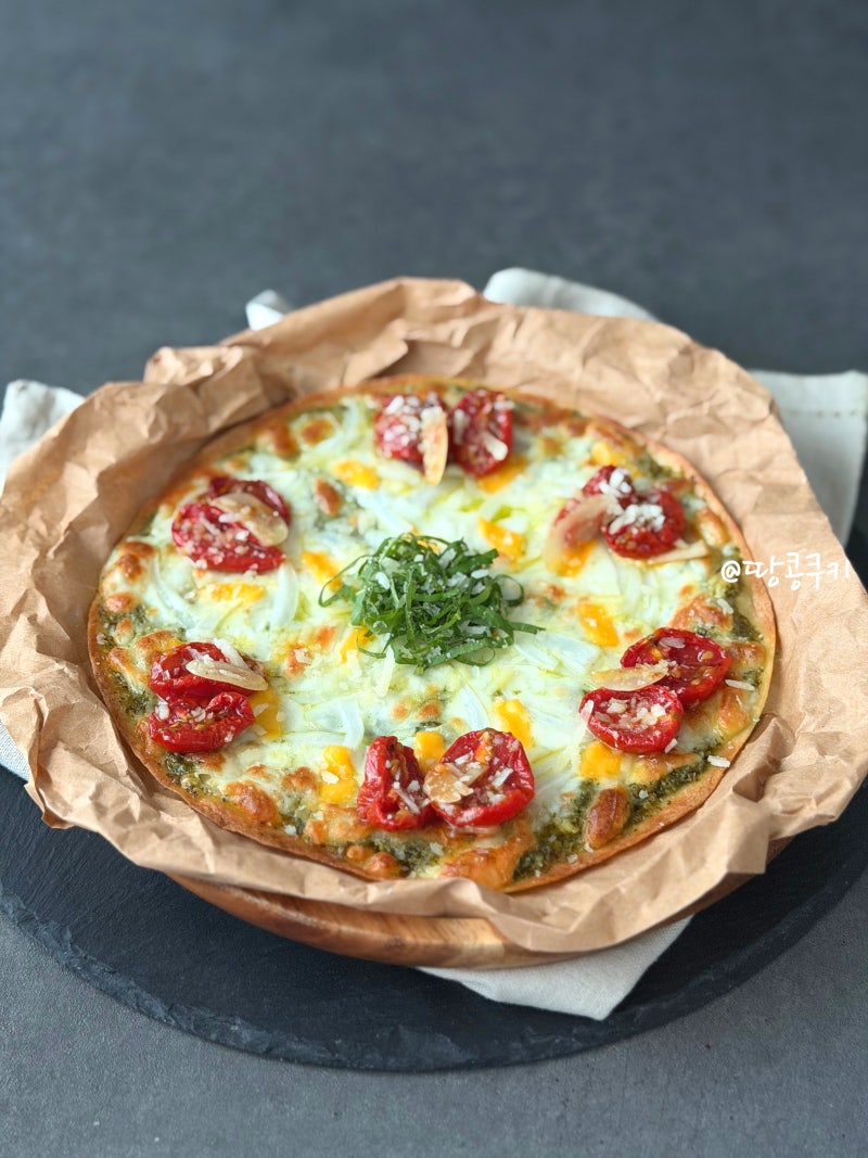 깻잎페스토 피자 만들기 또띠아피자 레시피 깻잎요리