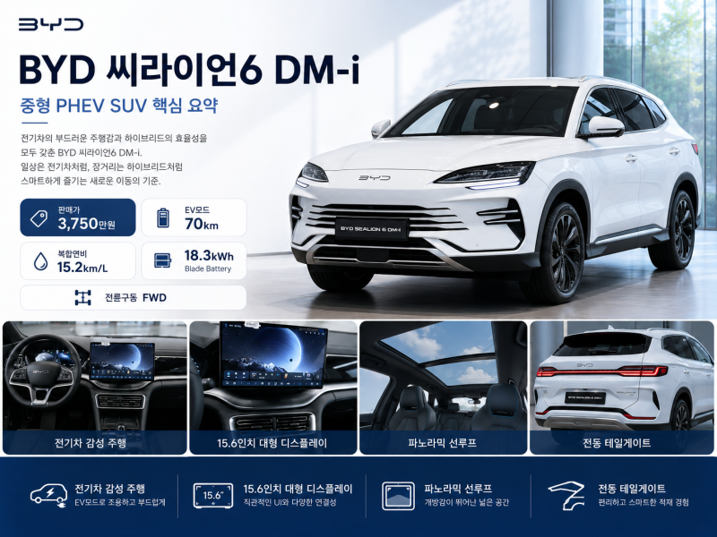 BYD 씨라이언6 DM-i, 3,750만원 PHEV SUV의 등장…가격·판매량·디자인·트림·경쟁모델 집중 분석