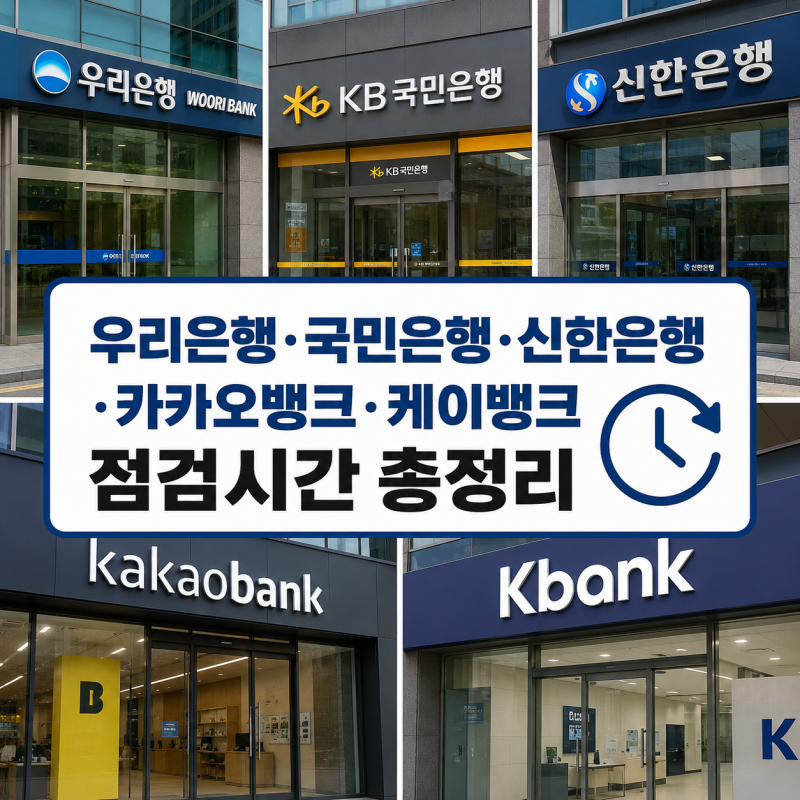 우리은행·국민은행·신한은행·카카오뱅크·케이뱅크 점검시간 총정리
