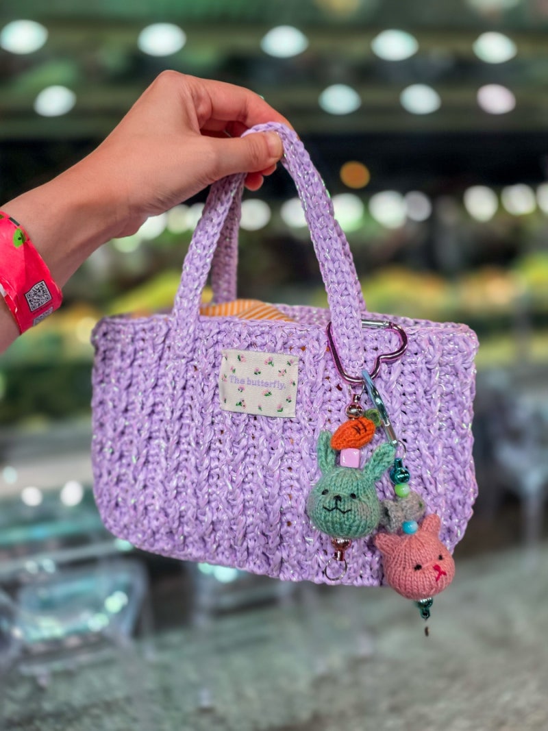 코바늘 가방 DIY 곰니트 부산가방 모아나실 메탈코어얀 합사뜨기