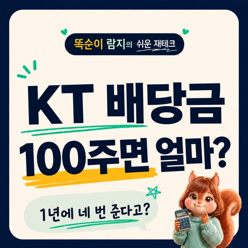 "KT 배당금 100주면 얼마?" 분기마다 준다고? (+지급일)