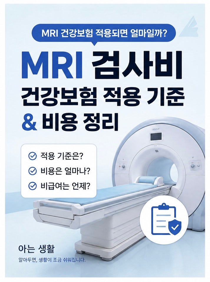 MRI 건강보험 적용되면 얼마일까? 적용 기준과 검사비 정리