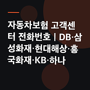 자동차보험 고객센터 전화번호｜DB·삼성·현대·흥국·KB·하나