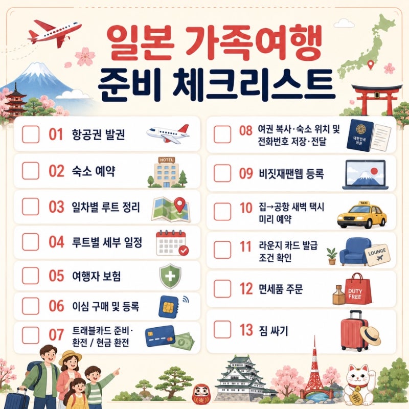 부모님, 아이와 일본 후쿠오카여행 계획 급속 사전 체크리스트 (feat. 링크포함)