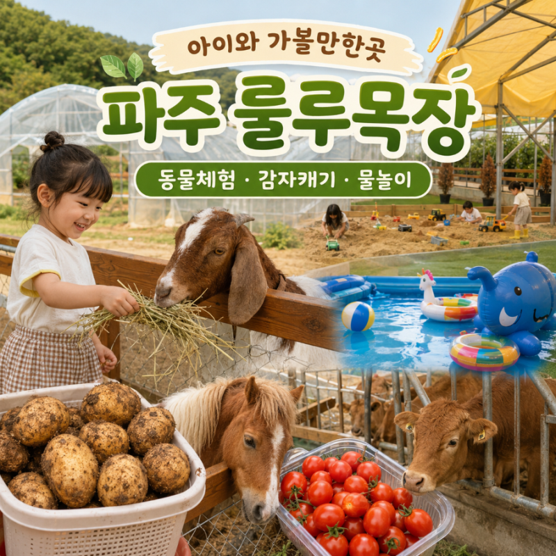 파주 룰루목장 아이와 가볼만한곳 | 동물 먹이주기 체험과 감자캐기 그리고 물놀이까지 즐길....