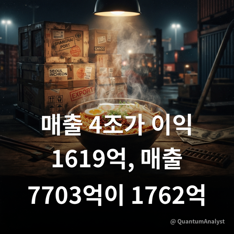 식품주 총정리 – 삼양식품 1762억 46.7% 급증 해외비중 84% vs CJ제일제당 1619억 18.4% 감소, 농심 5....