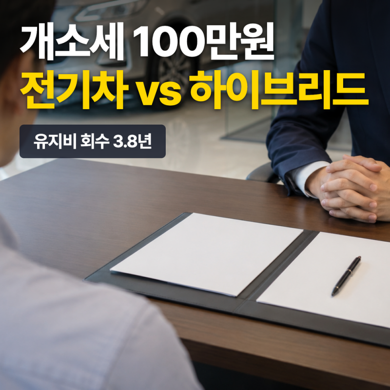 전기차 하이브리드 유지비, 개소세 100만원