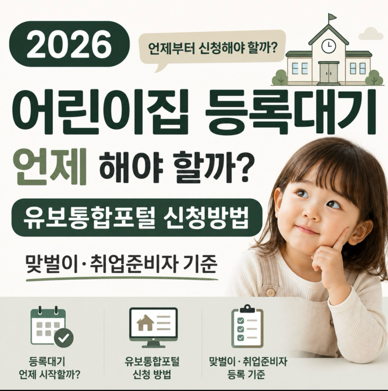 어린이집 등록대기 언제 해야 할까? 2026 유보통합포털 신청방법 | 맞벌이·취업준비자 기준