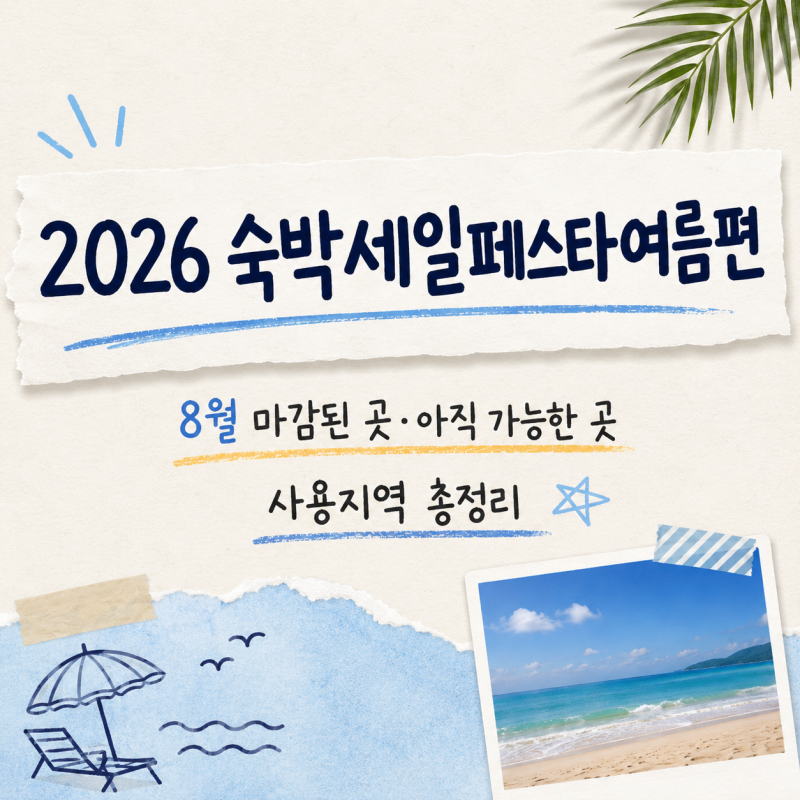 2026 숙박페스타 여름편 : 8월 마감된 곳·아직 가능한 곳·사용지역 총정리