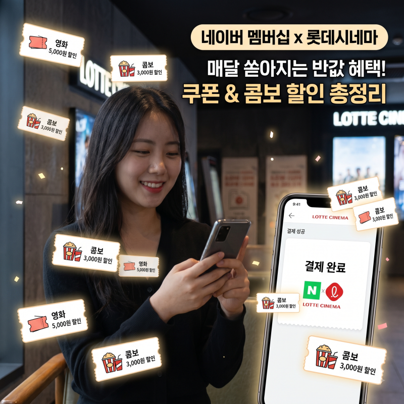 네이버 멤버십 롯데시네마 쿠폰 및 콤보세트 할인 영화관 데이트비 반으로 줄이는 꿀팁
