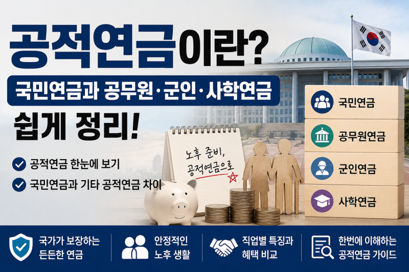 공적연금이란? 국민연금과 공무원·군인·사학연금 쉽게 정리공적연금 한눈에 보기｜국민연....