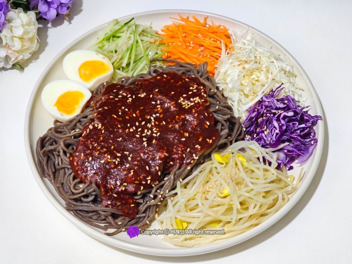비빔막국수 만드는법 메밀 쟁반막국수 양념장 레시피 메밀면 삶는시간♪