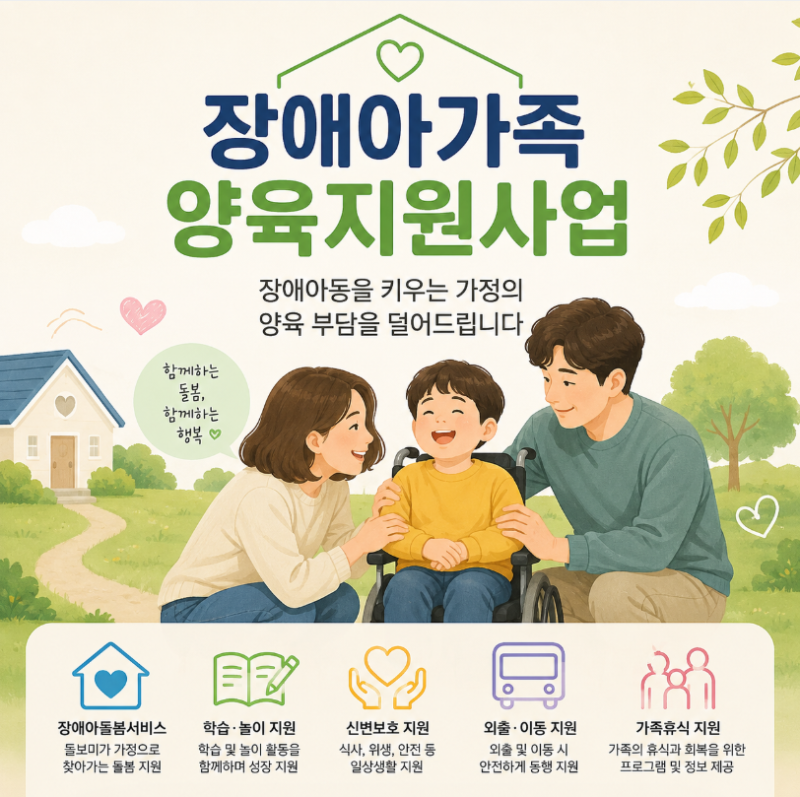 2026년 장애아가족 양육지원｜장애아돌보미 연 1,200시간 지원, 신청방법