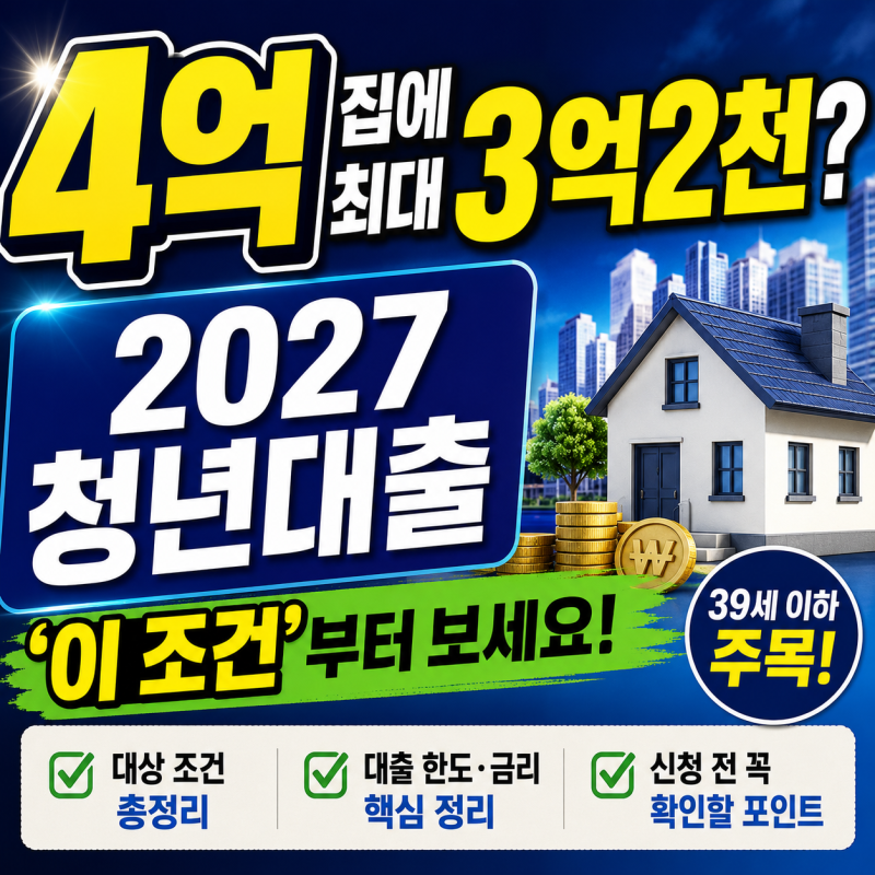 2027년 청년 대출, ‘최대 3억2천만원’만 보면 안 됩니다…신청 전 꼭 볼 조건