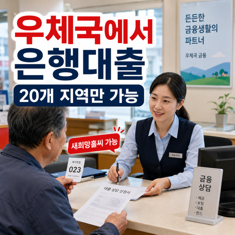 우체국에서 은행대출 신청｜새희망홀씨 되는 20개 지역