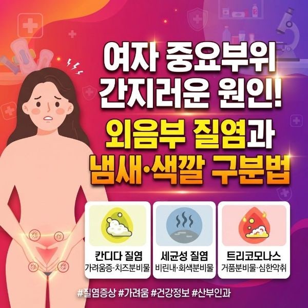 여자 중요부위 간지러운 원인! 외음부 질염과 냄새·색깔 구분법