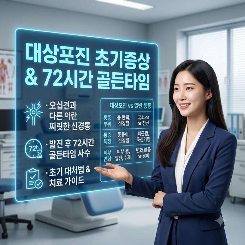 대상포진 골든타임 72시간 놓치면 생기는 일, 어깨 통증과 물집 발생 전 꼭 알아야 할 초기 증....