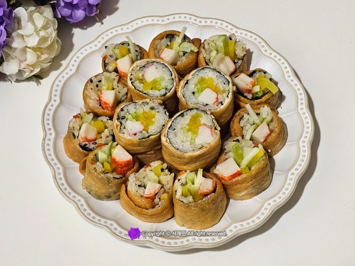 롤유부초밥 활용한 롤유부김밥 만드는법 간단한 김밥만들기♪
