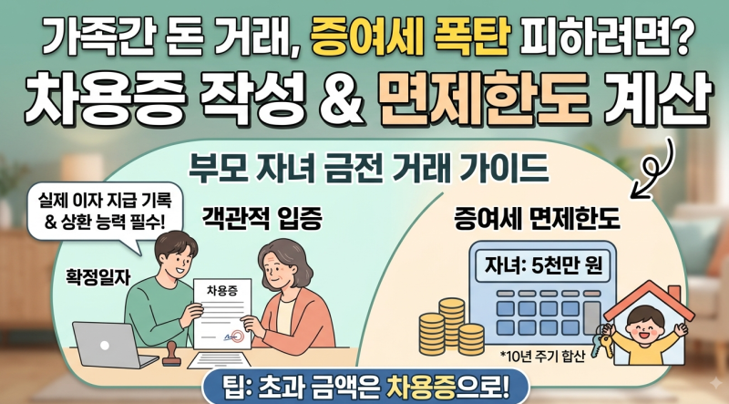 가족 간 차용증 작성법과 자녀 증여세 면제한도 계산 팁