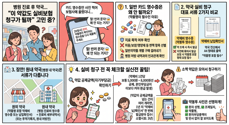 약국 약값 실비 청구 완벽 가이드 | 약제비 영수증(약품명 포함) vs 약제비 납입확인서 차이....