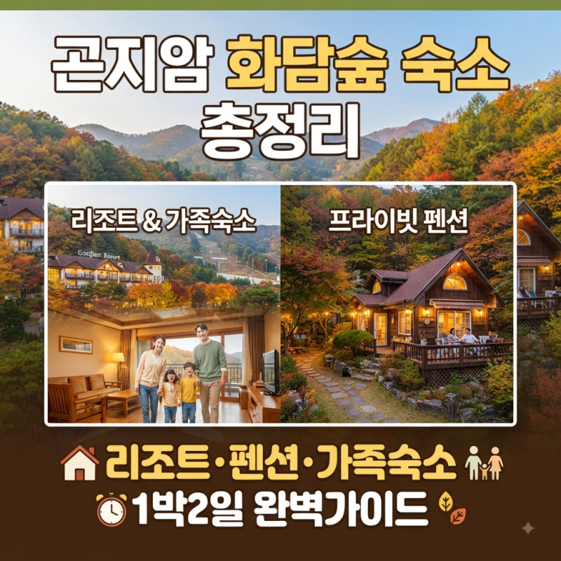 곤지암 화담숲 숙소 총정리, 리조트·펜션·가족숙소·1박2일까지