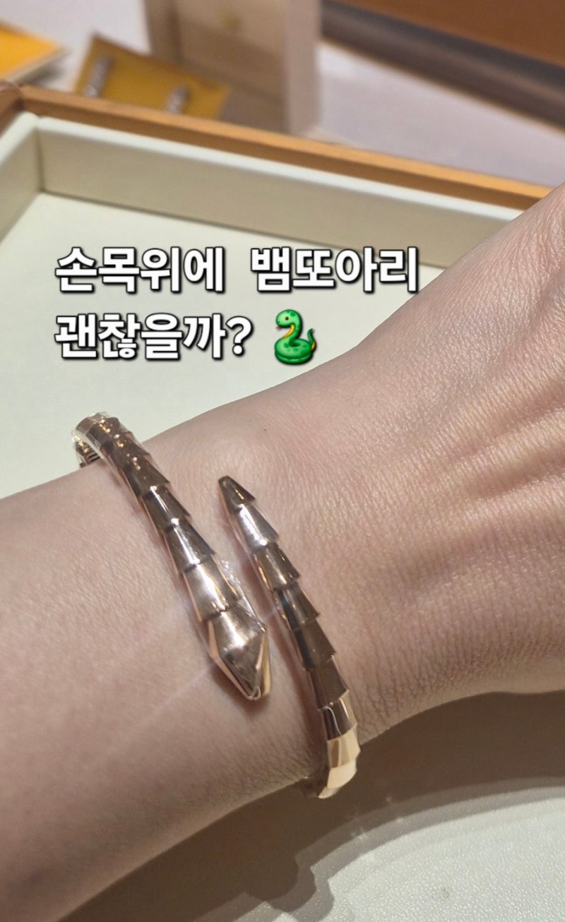 불가리 세르펜티 팔찌 가격·사이즈 l 플레인 vs 다이아몬드 파베 실착 비교