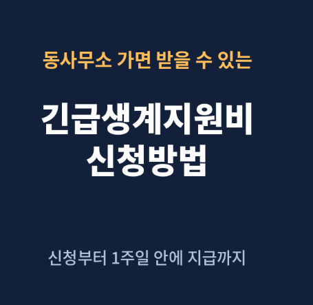 긴급생계지원비 신청방법, 동사무소 가면 1주일 안에 받을 수 있는 이유