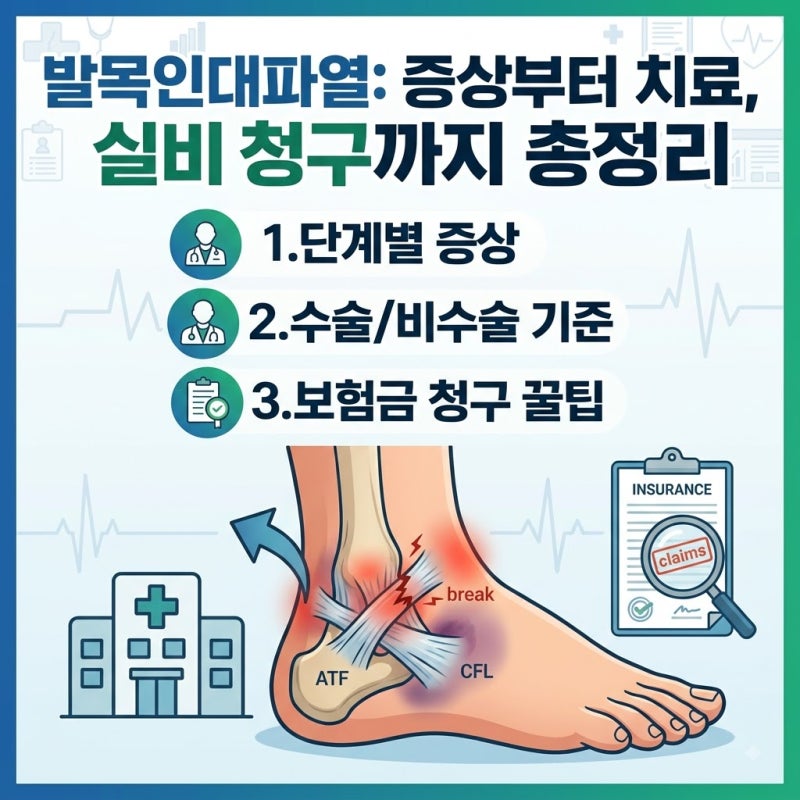 발목인대파열 단계별 증상 치료 회복기간 및 실비 청구 기준