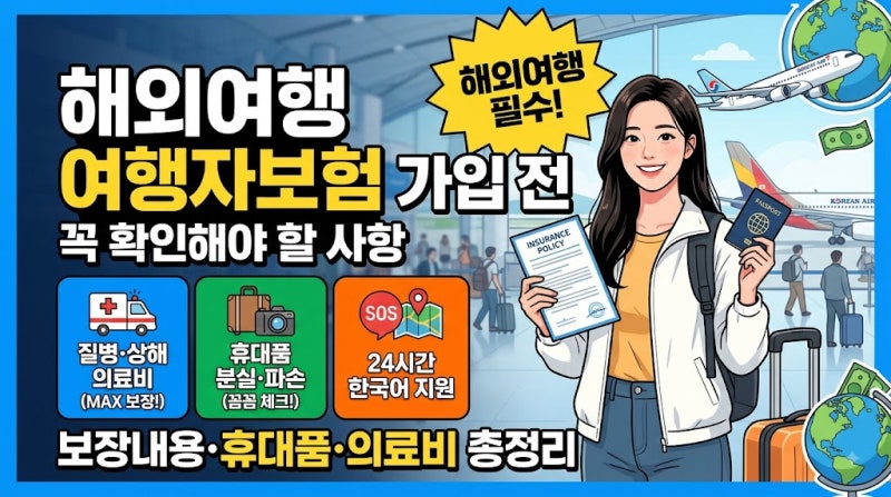 해외여행 여행자보험 가입 전 꼭 확인해야 할 사항｜보장내용·휴대품·의료비 총정리