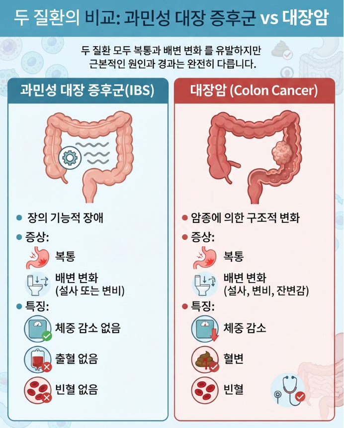 대장암 초기증상 vs 과민성 대장 증후군 비교 및 수술 후 예후 차이 정리