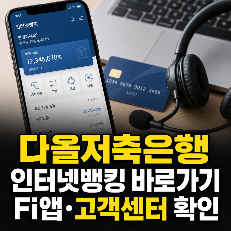 다올저축은행 홈페이지 바로가기 인터넷뱅킹 Fi앱 고객센터 전화번호 안내