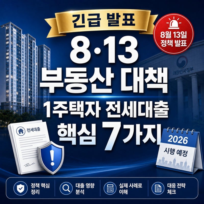 1주택자도 전세대출 막힐까? 8·13 부동산 대책 핵심 7가지