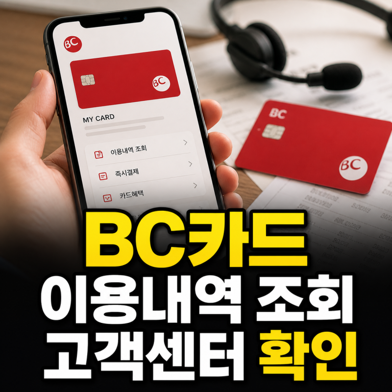 BC카드 홈페이지 바로가기와 페이북 이용내역 조회, 고객센터 전화번호