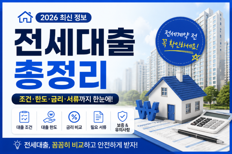 2026년 전세대출 조건 총정리｜대출조건부터 한도, 보증까지 꼭 확인하세요