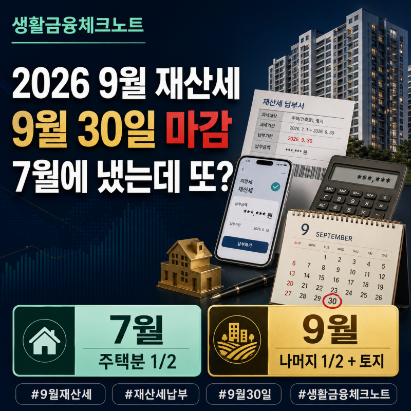 2026년 9월 재산세 9월30일 마감, 7월에 냈는데 왜 또 고지서가 올까?