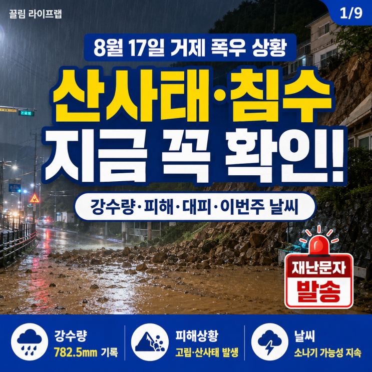 <b>경남</b> 거제 비<b>피해</b> 시간당 100mm <b>집중호우</b> 거제 주민 고립 산사태 주의....