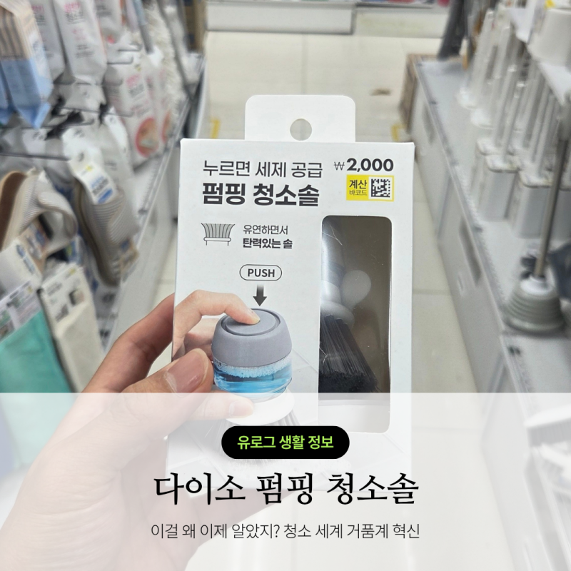 다이소 청소용품 추천｜이걸 왜 이제 알았지? 2천원 펌핑 청소솔 써볼까?