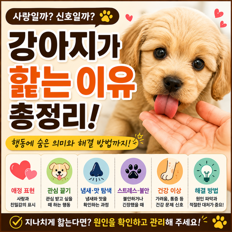 강아지가 핥는 이유, 사람 얼굴과 손부터 자기 발까지 계속 핥는 행동의 의미