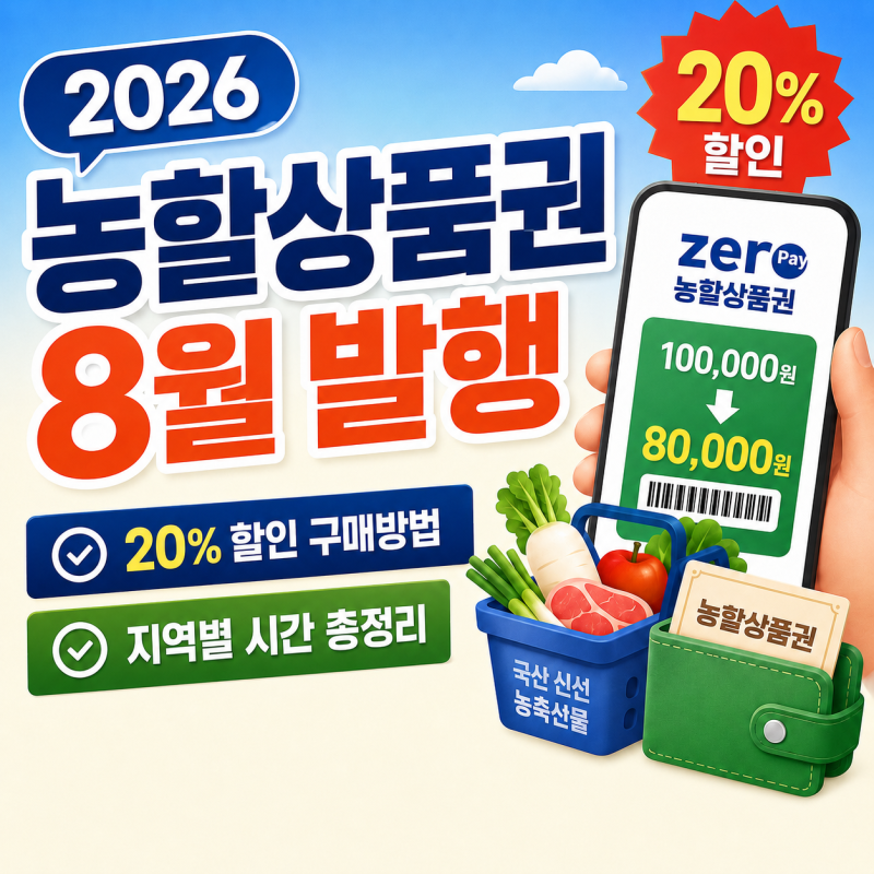 2026 농할상품권 8월 발행 일정, 20% 할인 구매방법 서울 경기 시간 총정리